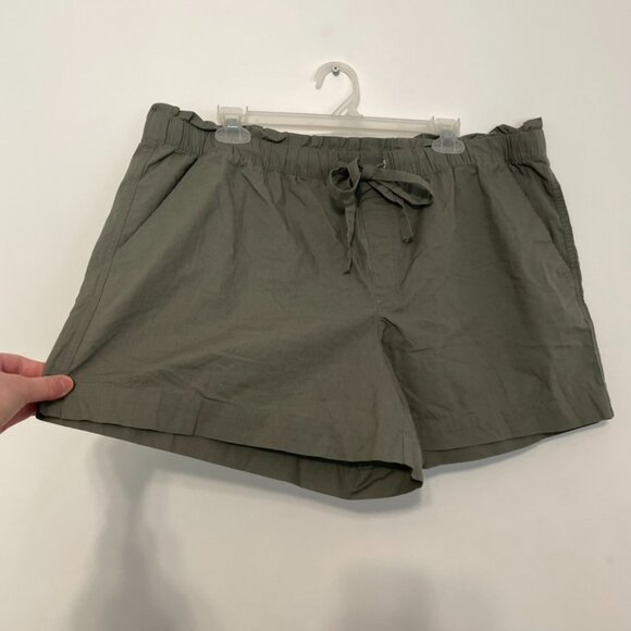 ANN TAYLOR LOFT Olive Green High Rise Drawstring Cotton Pull On Paperbag Shorts - Picture 6 of 15